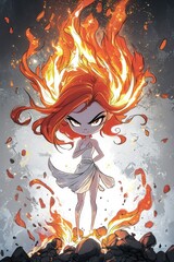 Canvas Print - Fiery Woman Illustration