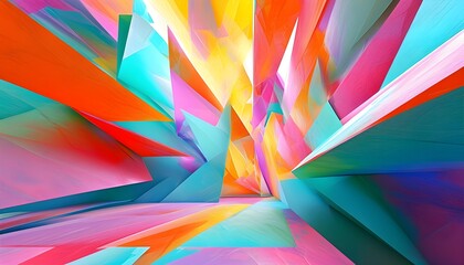 Sticker - Vibrant Abstract Digital Art Featuring Dynamic Geometric Shapes