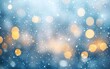 © Diffin - Blur snow blue background. Soft snowfall against a blurred blue background with glowing bokeh lights, creating a peaceful winter ambiance.
