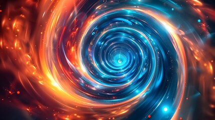 Canvas Print - Dynamic Neon Blue and Orange Spiral Galaxy Background for Product Showcase