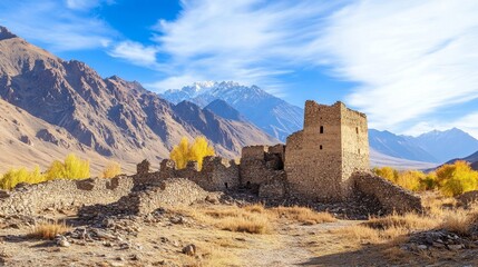 Ruins of a forgotten Ladakhi fortress, with its stone walls slowly being reclaimed by the harsh landscape