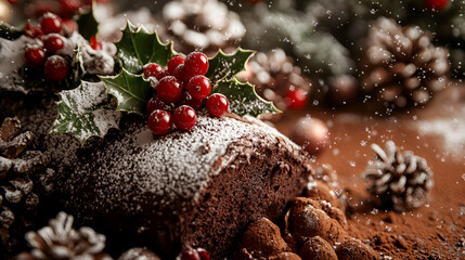 Wall Mural - Christmas dessert: chocolate cake