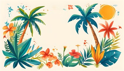 Colorful hand-drawn summer icons on a blank canvas ready for creative expression