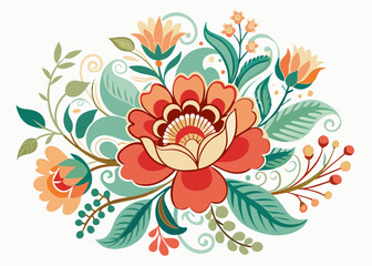 Poster - Vintage floral vector art illustration