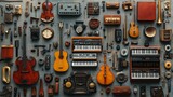 A Collection of Vintage Musical Instruments and Electronic Equipment