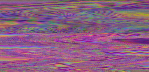 Aufkleber - Digital representation of a television screen with static interference, displaying glitchy colored lines and patterns. A monitor that shows failures, malfunctions, and lack of a clear signal.