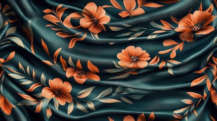 Wall Mural - Decorative floral drapes in a seamless pattern