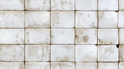 Wall Mural - Abstract background of rustic white ceramic tile texture Seamless pattern featuring square white tiles