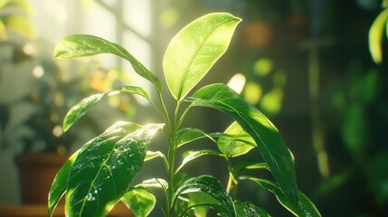 Wall Mural - green leaves in the garden