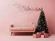 © Jovana Arandjelovic - Pink sofa, gifts and Christmas tree. Glitter on the pink wall.