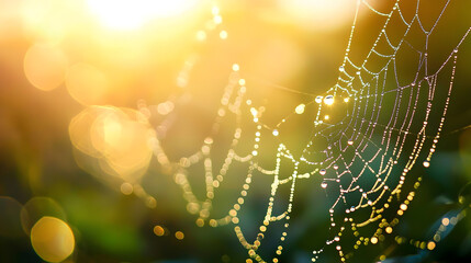 Dew on a spider web in the morning light.


