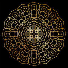 A luxurious ornament. Symmetrical pattern in Tantric yoga of Buddhism and Hinduism. Golden mandala pattern. A design element for a creative idea