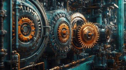 Intricate Mechanical Gears in Detailed Machinery