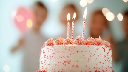 Sticker - Family gathered around a birthday cake, symbolizing the joy of childhood and the passage of time.