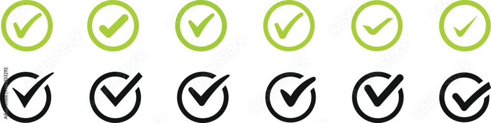 Check marks set. Check mark green vector icons, Simple check marks ...