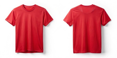 Wall Mural - Front and Back View of Red T-shirt on White Background