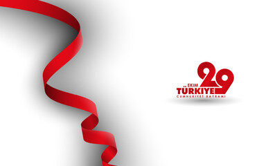 White background design with wavy red ribbon and turkish typography concept