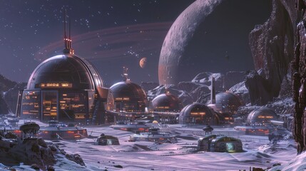 Canvas Print - Futuristic Moon Base