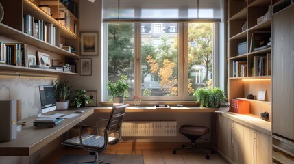 Sticker - Modern Home Office with Natural Light