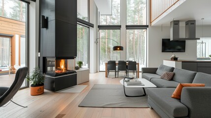 Sticker - Modern Interior Design with Fireplace