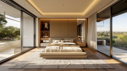 Canvas Print - Modern Bedroom with Luxurious View