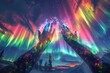 © kornc - Two hands reaching towards the sky, surrounded by a colorful aurora