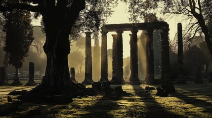 Sticker - Ancient Ruins bathed in Golden Light