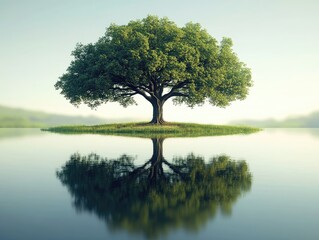 tree on the lake