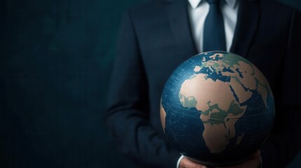 Abstract globe with a business suit and tie, global efficiency and integration