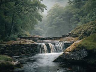 Canvas Print - waterfall in the mountains