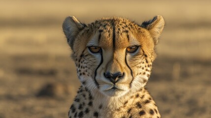 Poster - A close-up of a cheetah's face, showcasing its distinctive features and intense gaze.