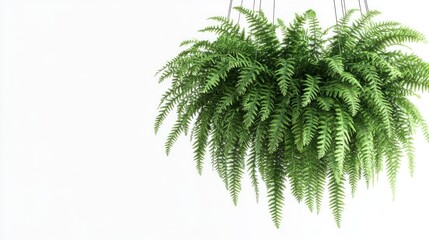 Sticker - A lush hanging fern plant against a white background, adding greenery to indoor spaces.