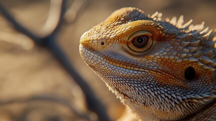 Wall Mural - A close-up of a bearded dragon showcasing its textured skin and unique features.