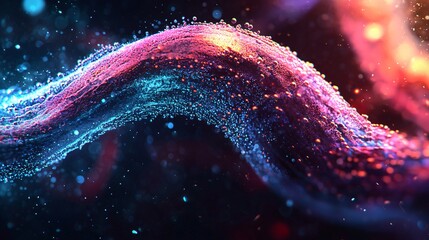 Wall Mural - Abstract Swirling Liquid with Glowing Particles