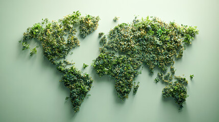 Wall Mural - A green map of the world made of plants