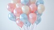 © Dreamer Castle - A cluster of pastel-colored balloons, hovering against a white backdrop, evoking a sense of lightness and joy