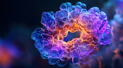 Wall Mural - Abstract 3D Render of a Glowing, Multicolored, Organic Shape