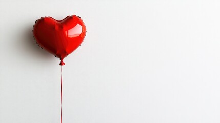 A heart-shaped red balloon isolated on a white background, representing love and romance in a minimalist style