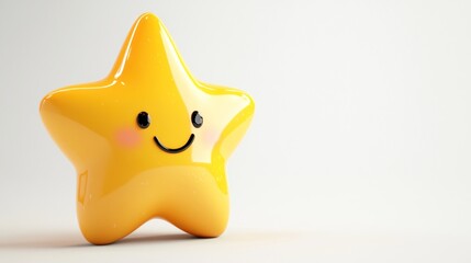 Wall Mural - A cheerful yellow star figure with a smiling face, designed for decoration or play.