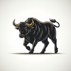 Wall Mural - Black Bull Illustration  Aggressive Animal  Powerful  Strong  Vector