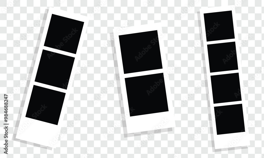 Snapshot Strip Example Photo booth images. Realistic blank photography template. Retro empty ...