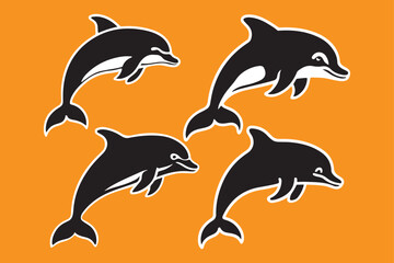  Dolphin silhouette vector illustration