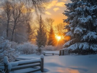 Canvas Print - sunset in winter