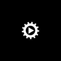 Sticker -  Video settings icon isolated on dark background