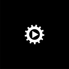 Sticker -  Video settings icon isolated on dark background