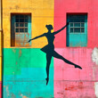 © Jonni - Ballet Dancer Silhouette Mural on a Colourful Wall