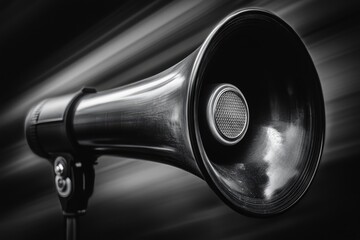 A Black Megaphone with a Detailed Design and a Black Background