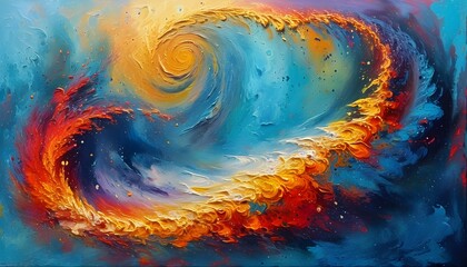 Wall Mural - Vibrant oil swirl textures on canvas for creative expression with dynamic patterns and colorful fluid artwork design