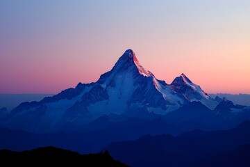 Wall Mural - Majestic Mountain Peak at Dusk with Vibrant Sky Colors