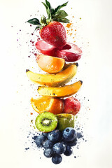 Wall Mural - Balanced diet, food brush stroke concept  , Generated with Artificial Intelligance